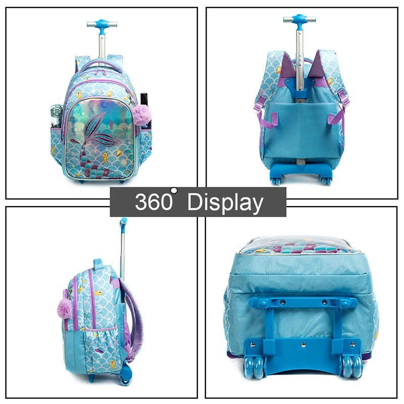 School Bag Wheels School Trolley Backpack Girls Wheeled Backpack School Bags